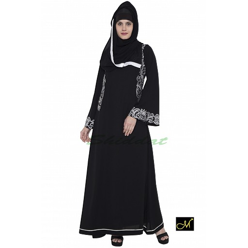 Embroidery designer abaya- Black